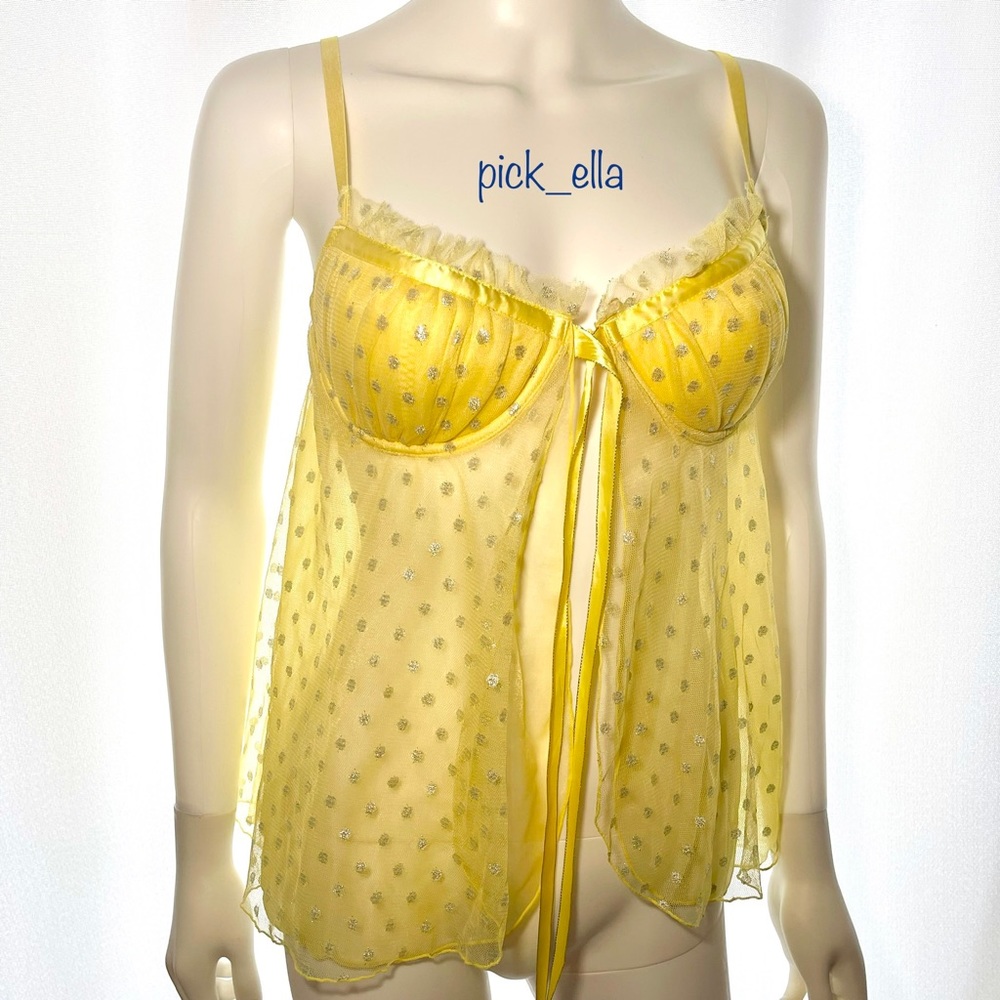 36C VS Victoria’s Secret Sexy little things Yellow Chemise Costume Lingerie Slip - Picture 11 of 16
